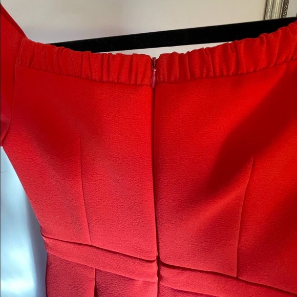 💃 Asos Off The Shoulder Sweetheart Bardot Red Prom A-line Full Skirt Dress - Picture 6 of 11